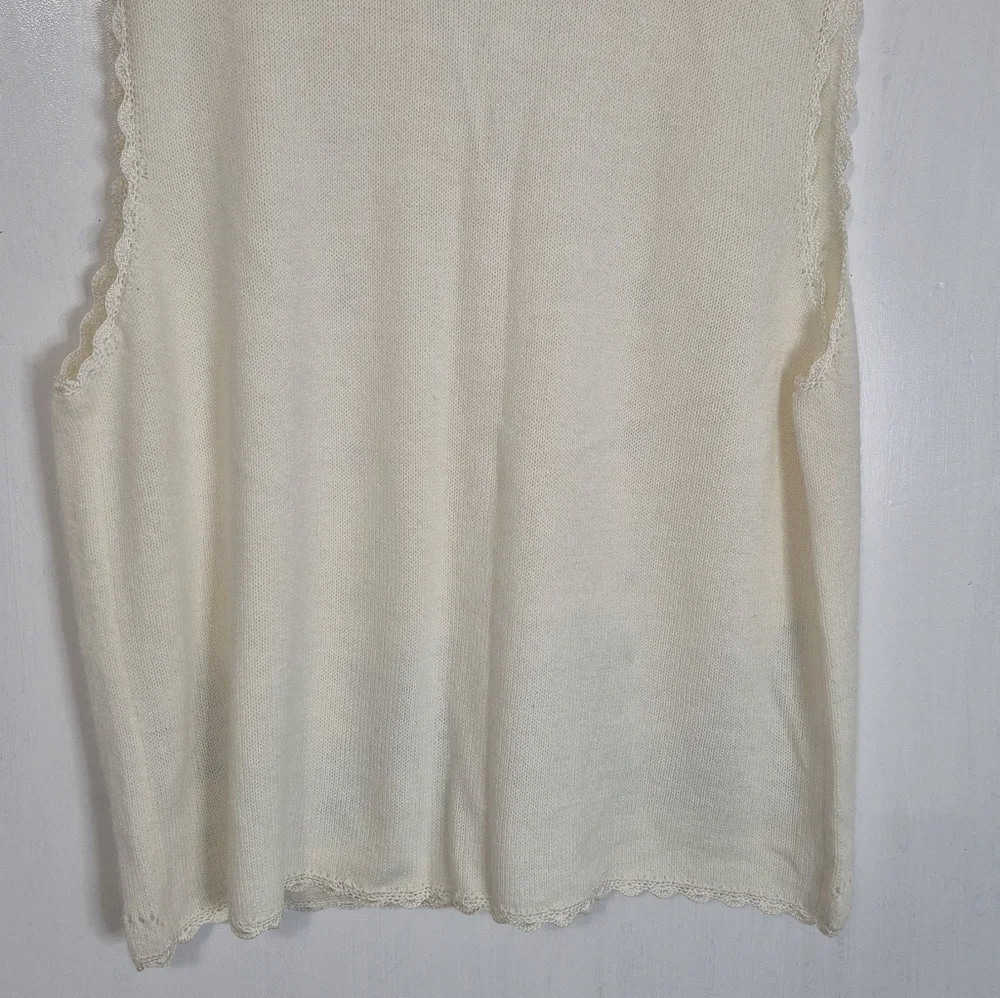 Koret Cream Embroidered Floral Knit Sweater Vest Size XL - Picture 7 of 13